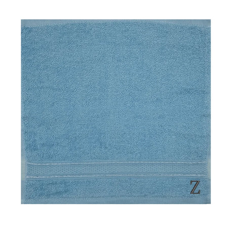BYFT Daffodil Monogrammed Face Towel Light Blue 30 x 30 Cm