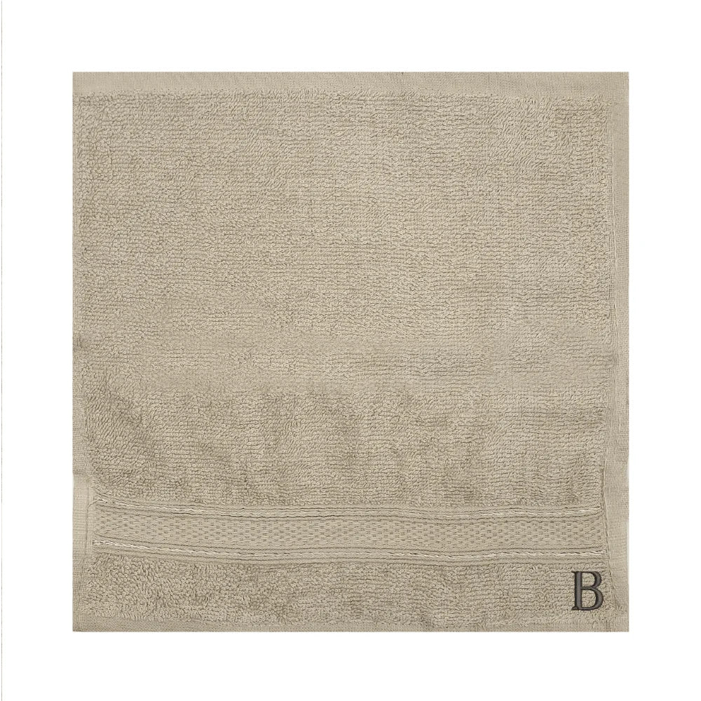 BYFT Daffodil Monogrammed Face Towel Light Grey 30 x 30 Cm