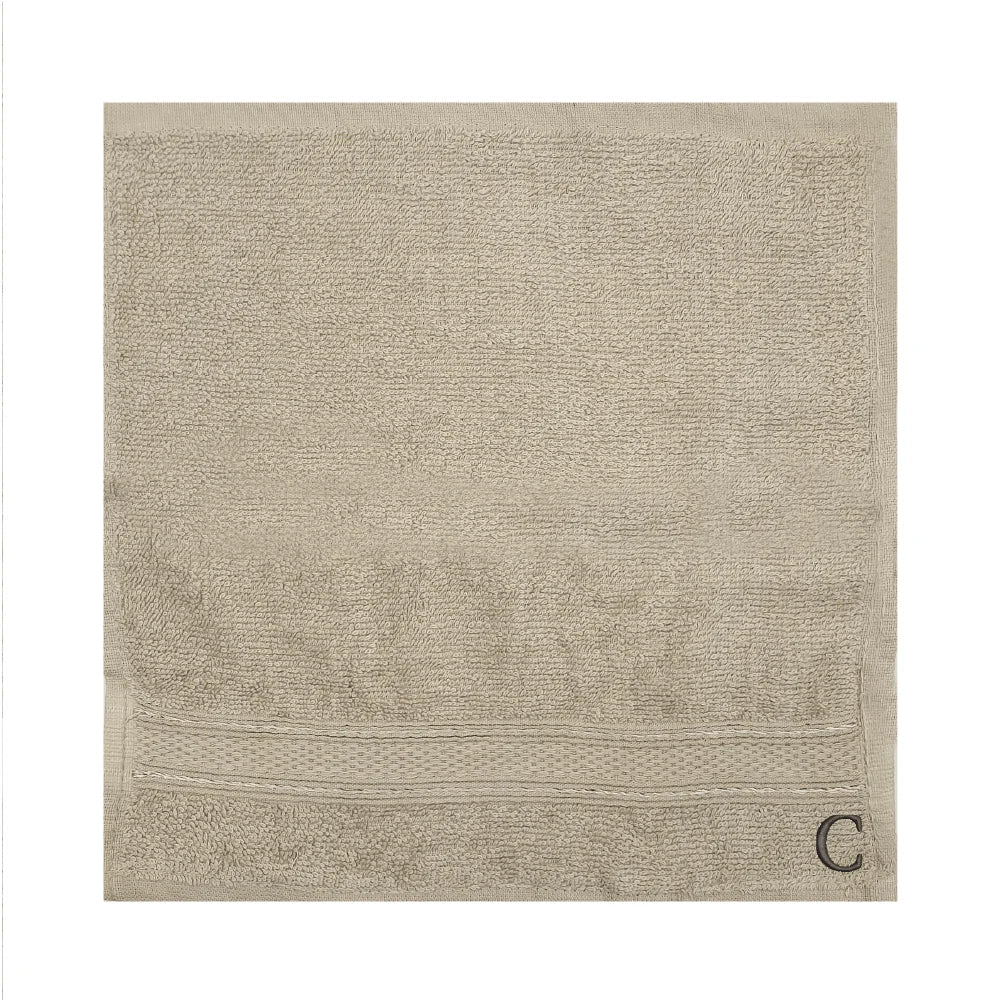 BYFT Daffodil Monogrammed Face Towel Light Grey 30 x 30 Cm