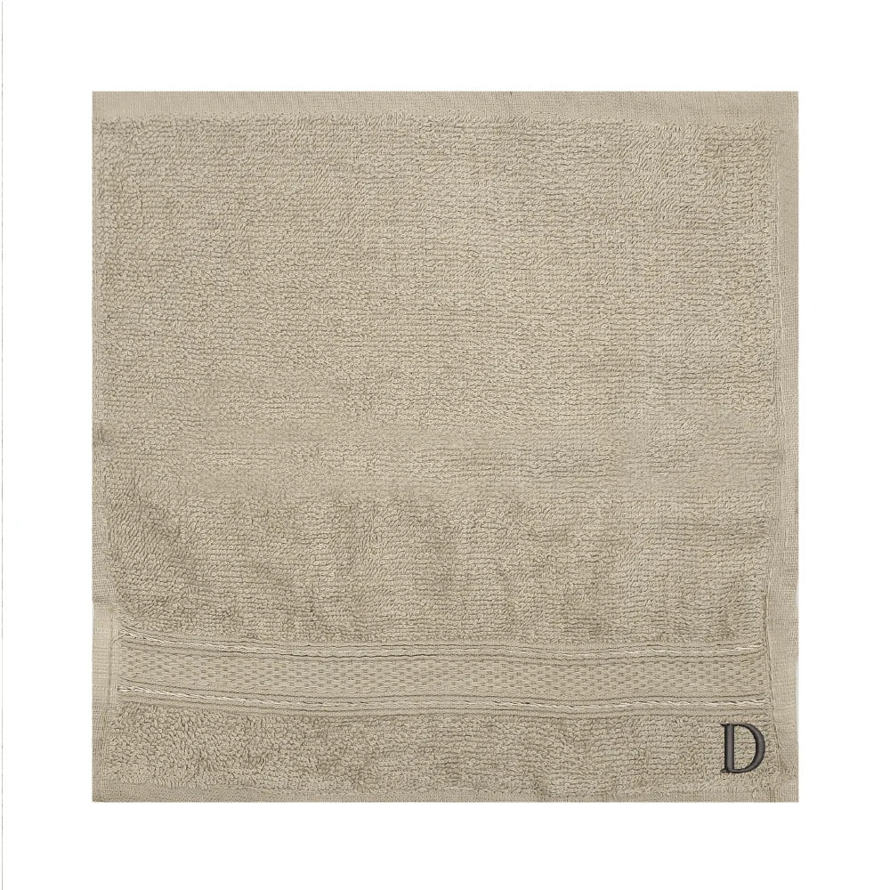 BYFT Daffodil Monogrammed Face Towel Light Grey 30 x 30 Cm