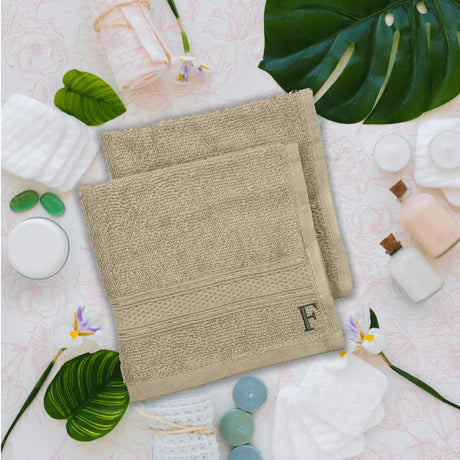 BYFT Daffodil Monogrammed Face Towel Light Grey 30 x 30 Cm