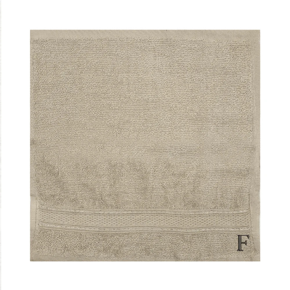 BYFT Daffodil Monogrammed Face Towel Light Grey 30 x 30 Cm