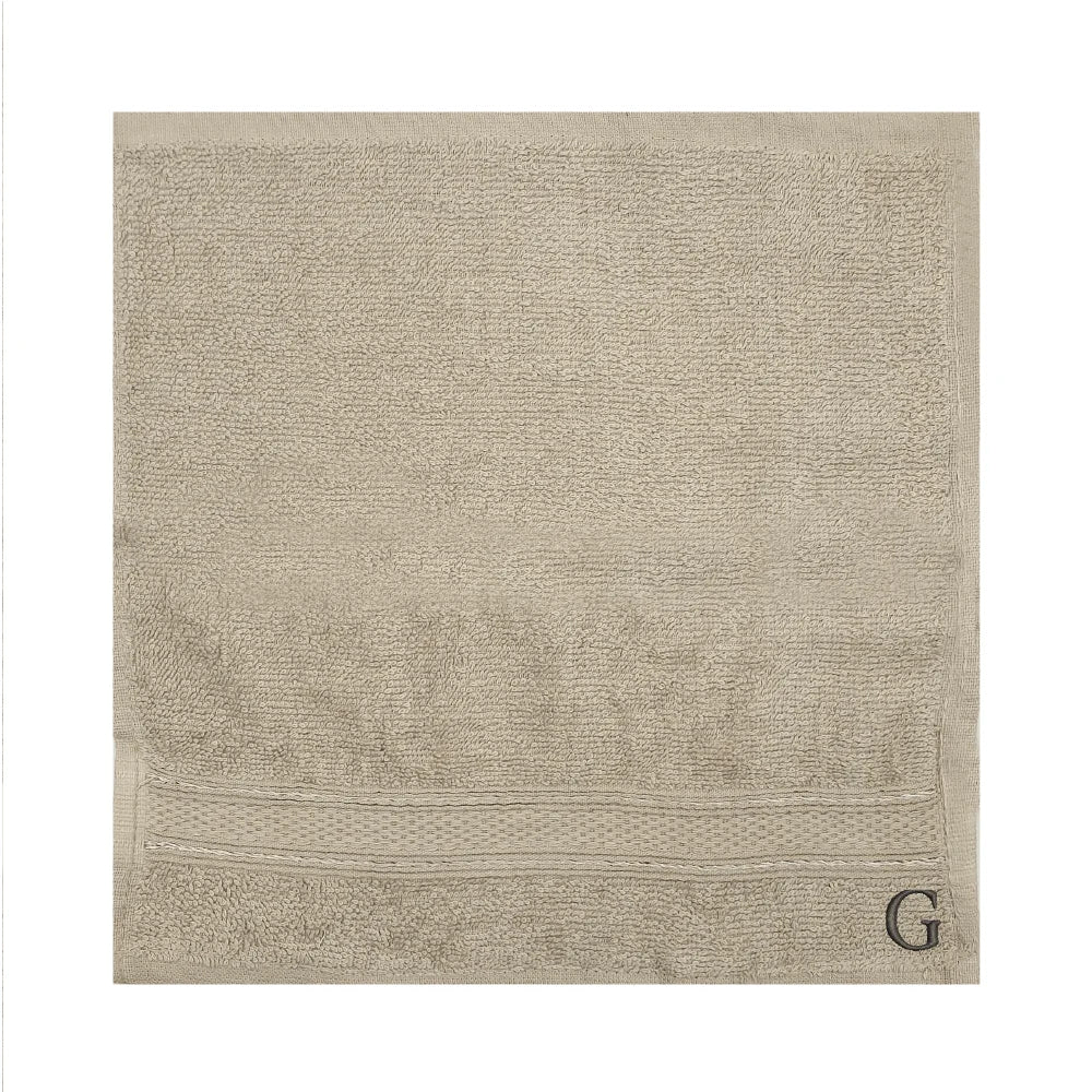BYFT Daffodil Monogrammed Face Towel Light Grey 30 x 30 Cm