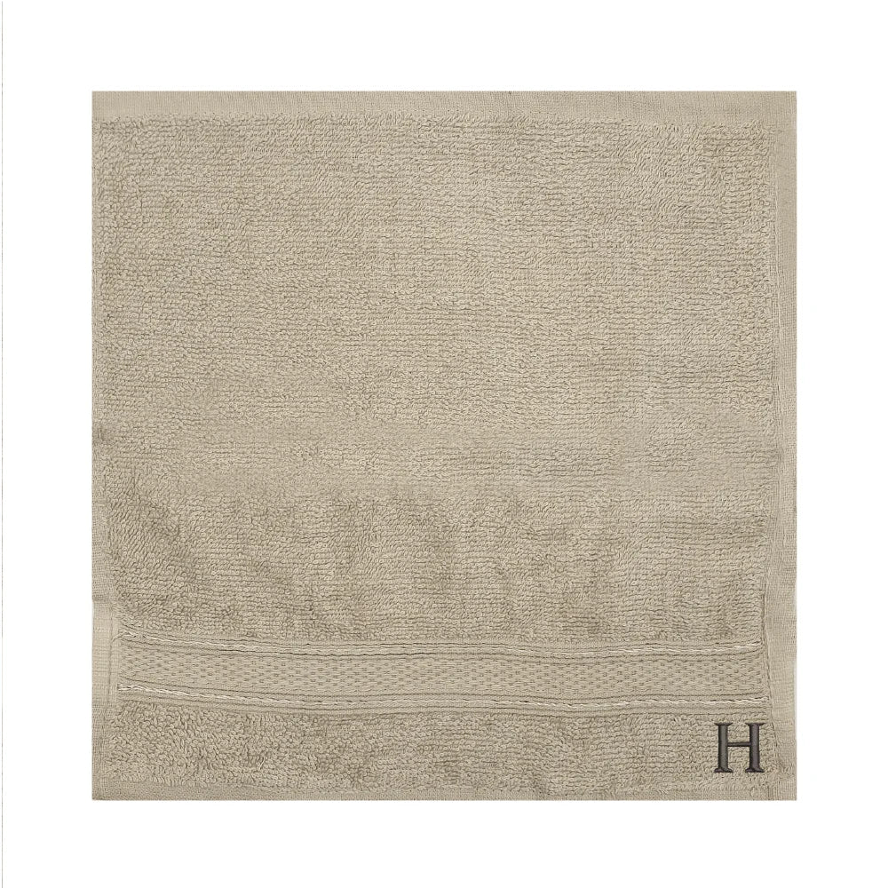BYFT Daffodil Monogrammed Face Towel Light Grey 30 x 30 Cm
