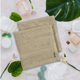 BYFT Daffodil Monogrammed Face Towel Light Grey 30 x 30 Cm