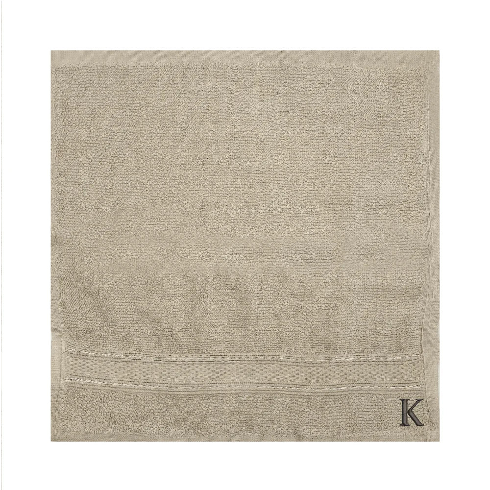 BYFT Daffodil Monogrammed Face Towel Light Grey 30 x 30 Cm