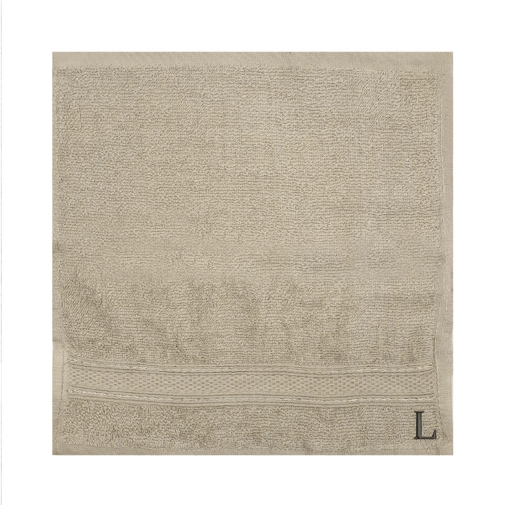 BYFT Daffodil Monogrammed Face Towel Light Grey 30 x 30 Cm