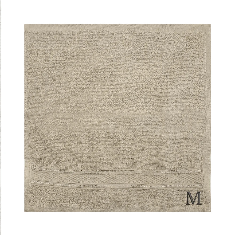 BYFT Daffodil Monogrammed Face Towel Light Grey 30 x 30 Cm
