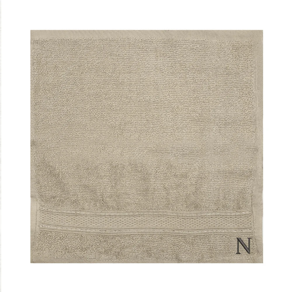 BYFT Daffodil Monogrammed Face Towel Light Grey 30 x 30 Cm
