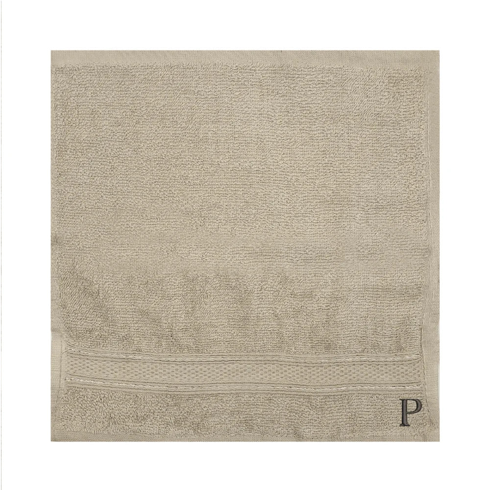BYFT Daffodil Monogrammed Face Towel Light Grey 30 x 30 Cm