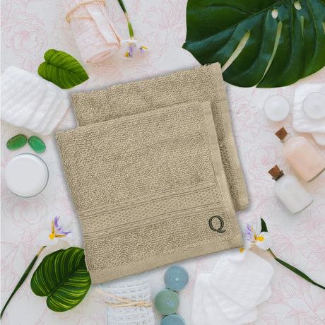 BYFT Daffodil Monogrammed Face Towel Light Grey 30 x 30 Cm