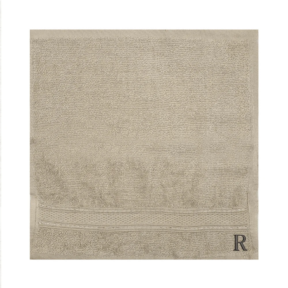 BYFT Daffodil Monogrammed Face Towel Light Grey 30 x 30 Cm