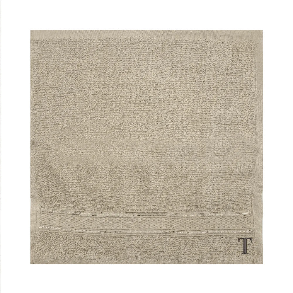 BYFT Daffodil Monogrammed Face Towel Light Grey 30 x 30 Cm