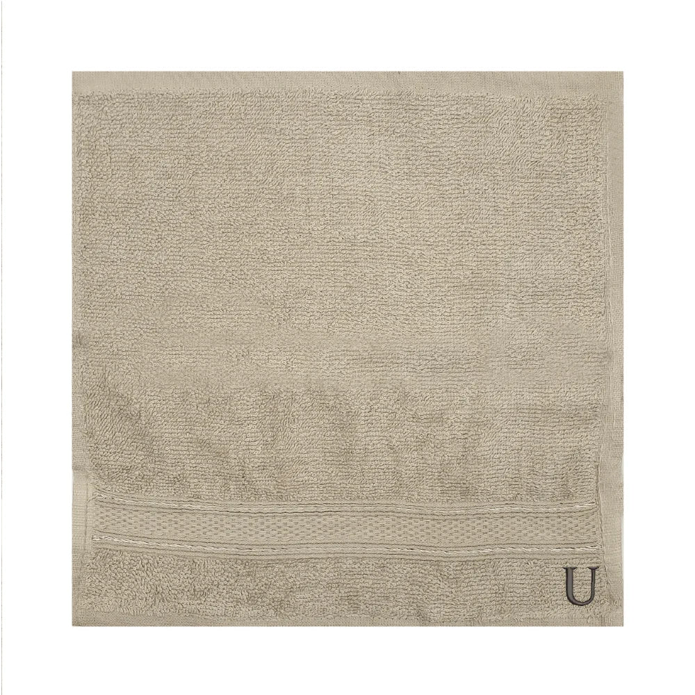 BYFT Daffodil Monogrammed Face Towel Light Grey 30 x 30 Cm