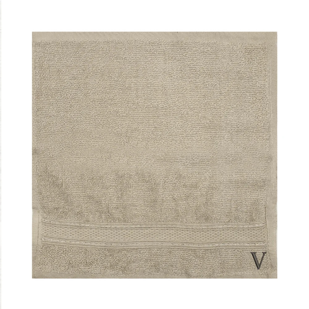 BYFT Daffodil Monogrammed Face Towel Light Grey 30 x 30 Cm