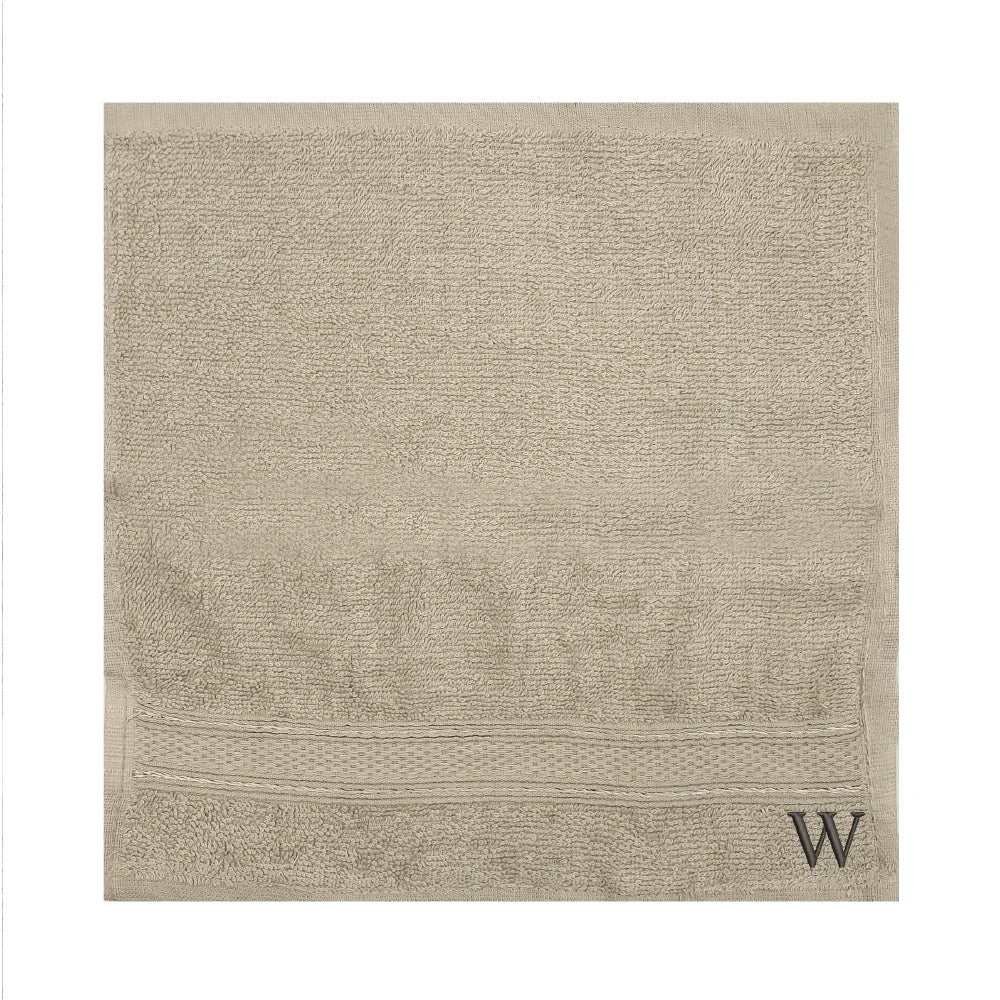 BYFT Daffodil Monogrammed Face Towel Light Grey 30 x 30 Cm