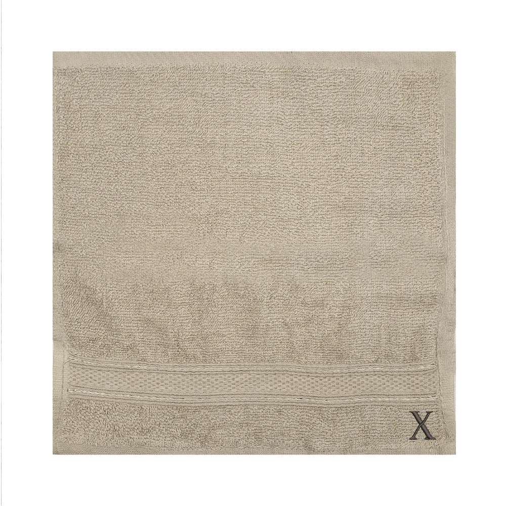 BYFT Daffodil Monogrammed Face Towel Light Grey 30 x 30 Cm