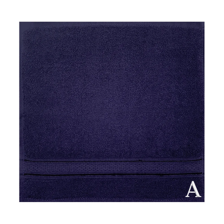 BYFT Daffodil Monogrammed Face Towel Navy Blue 30 x 30 Cm