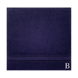BYFT Daffodil Monogrammed Face Towel Navy Blue 30 x 30 Cm