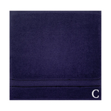 BYFT Daffodil Monogrammed Face Towel Navy Blue 30 x 30 Cm