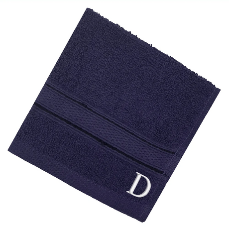 BYFT Daffodil Monogrammed Face Towel Navy Blue 30 x 30 Cm