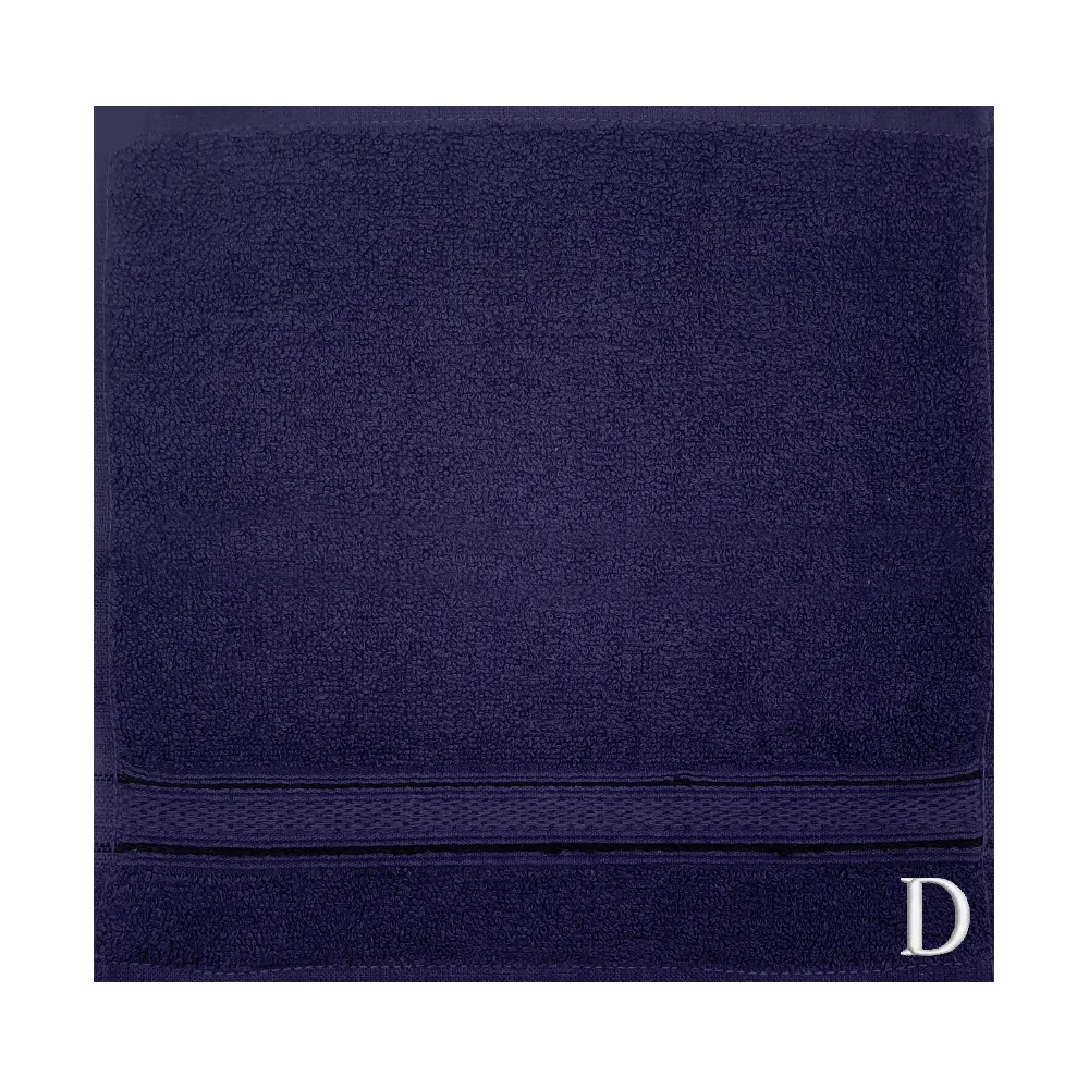 BYFT Daffodil Monogrammed Face Towel Navy Blue 30 x 30 Cm