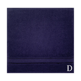 BYFT Daffodil Monogrammed Face Towel Navy Blue 30 x 30 Cm