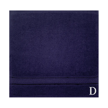 BYFT Daffodil Monogrammed Face Towel Navy Blue 30 x 30 Cm