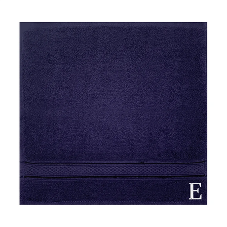 BYFT Daffodil Monogrammed Face Towel Navy Blue 30 x 30 Cm