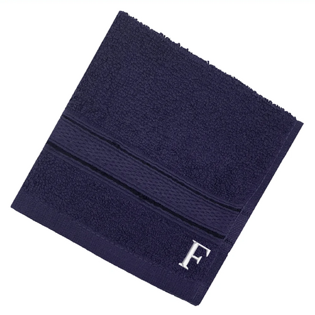 BYFT Daffodil Monogrammed Face Towel Navy Blue 30 x 30 Cm