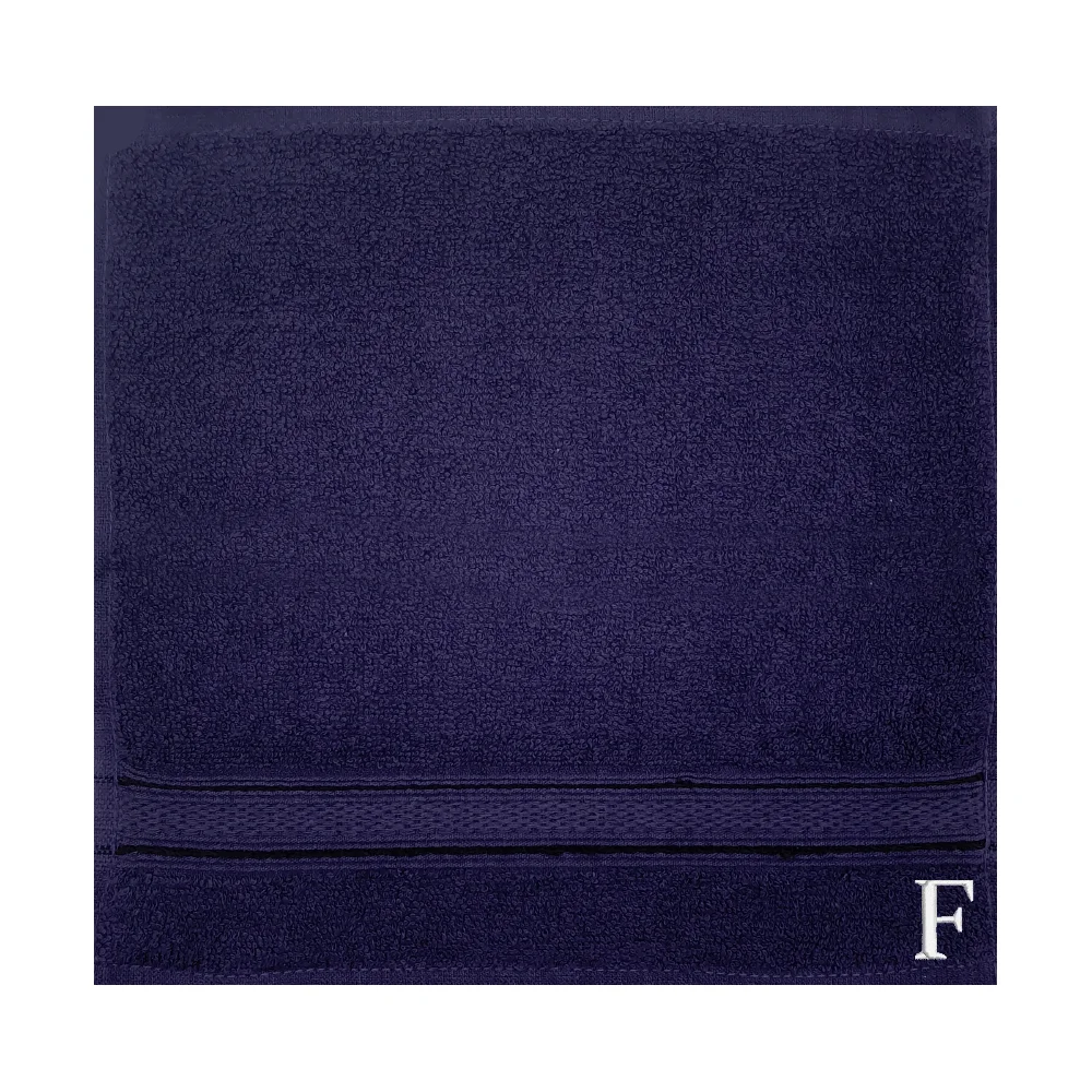 BYFT Daffodil Monogrammed Face Towel Navy Blue 30 x 30 Cm