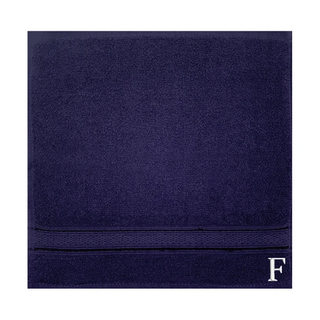 BYFT Daffodil Monogrammed Face Towel Navy Blue 30 x 30 Cm