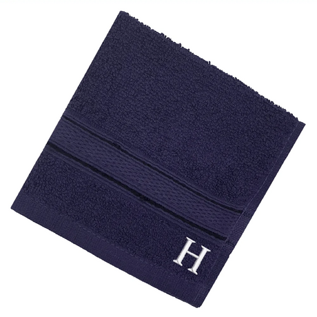 BYFT Daffodil Monogrammed Face Towel Navy Blue 30 x 30 Cm