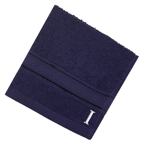 BYFT Daffodil Monogrammed Face Towel Navy Blue 30 x 30 Cm