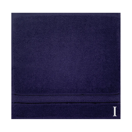 BYFT Daffodil Monogrammed Face Towel Navy Blue 30 x 30 Cm