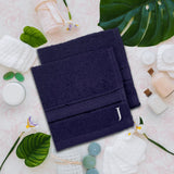 BYFT Daffodil Monogrammed Face Towel Navy Blue 30 x 30 Cm