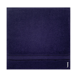 BYFT Daffodil Monogrammed Face Towel Navy Blue 30 x 30 Cm