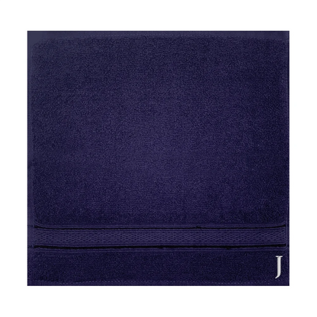 BYFT Daffodil Monogrammed Face Towel Navy Blue 30 x 30 Cm
