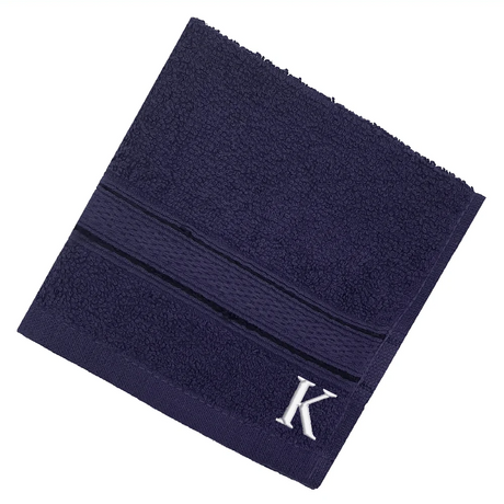 BYFT Daffodil Monogrammed Face Towel Navy Blue 30 x 30 Cm