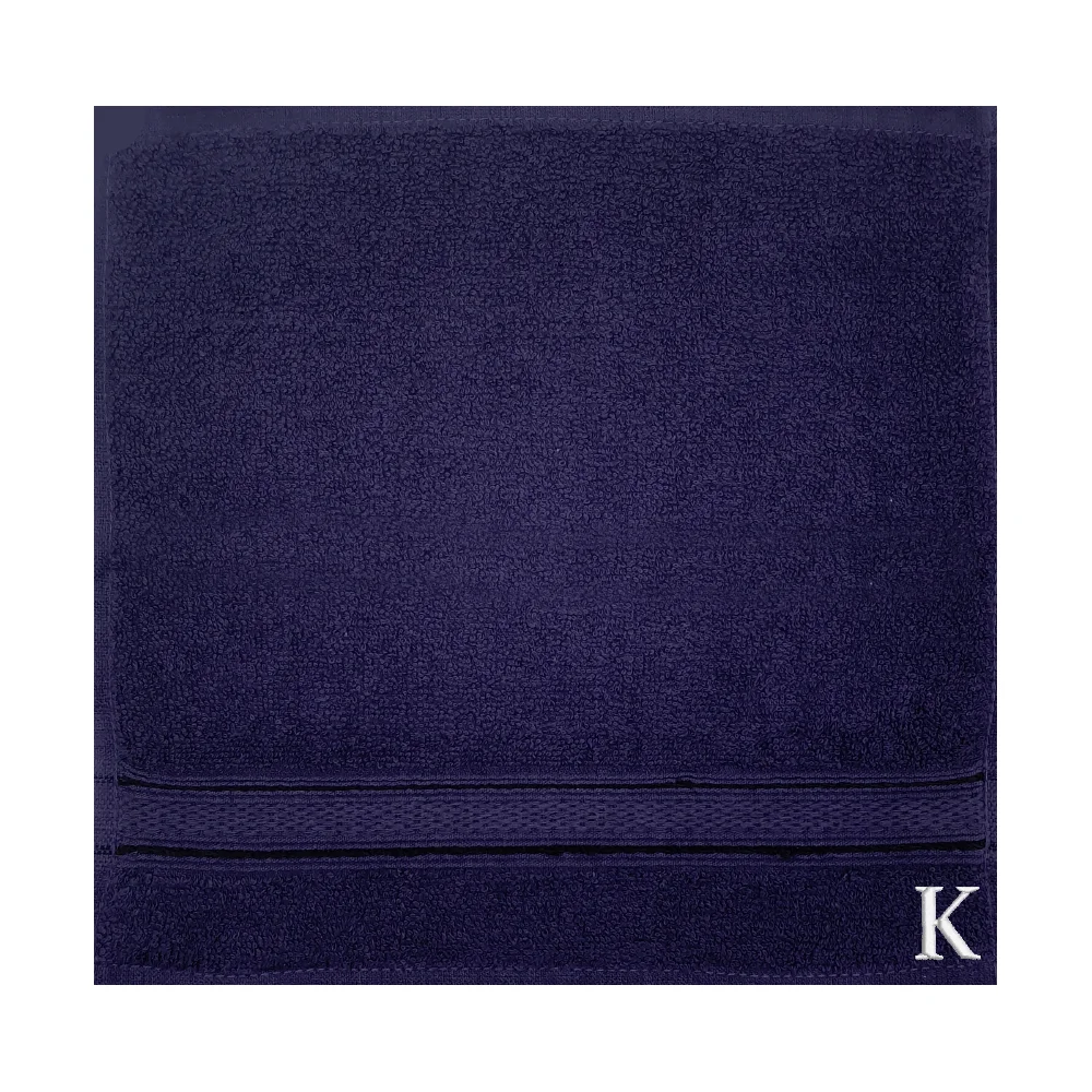 BYFT Daffodil Monogrammed Face Towel Navy Blue 30 x 30 Cm