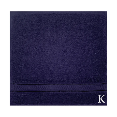 BYFT Daffodil Monogrammed Face Towel Navy Blue 30 x 30 Cm