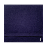 BYFT Daffodil Monogrammed Face Towel Navy Blue 30 x 30 Cm
