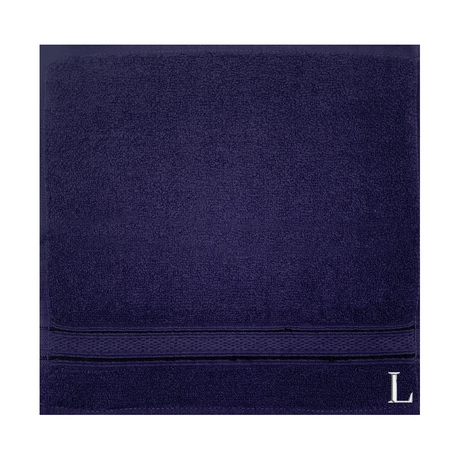 BYFT Daffodil Monogrammed Face Towel Navy Blue 30 x 30 Cm