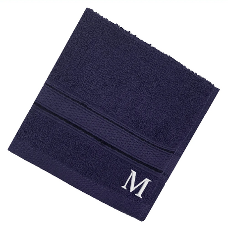 BYFT Daffodil Monogrammed Face Towel Navy Blue 30 x 30 Cm