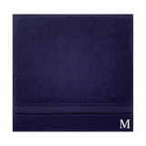 BYFT Daffodil Monogrammed Face Towel Navy Blue 30 x 30 Cm