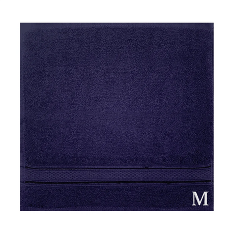 BYFT Daffodil Monogrammed Face Towel Navy Blue 30 x 30 Cm