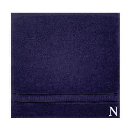 BYFT Daffodil Monogrammed Face Towel Navy Blue 30 x 30 Cm