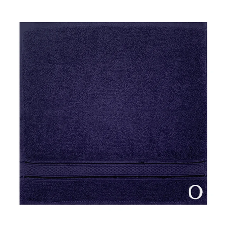 BYFT Daffodil Monogrammed Face Towel Navy Blue 30 x 30 Cm