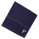 BYFT Daffodil Monogrammed Face Towel Navy Blue 30 x 30 Cm