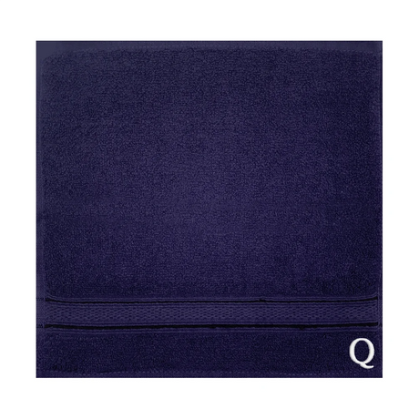 BYFT Daffodil Monogrammed Face Towel Navy Blue 30 x 30 Cm